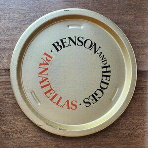 BENSON AND HEDGES PANATELLAS Metal Bar Tray Serving Tray Gold Tone
